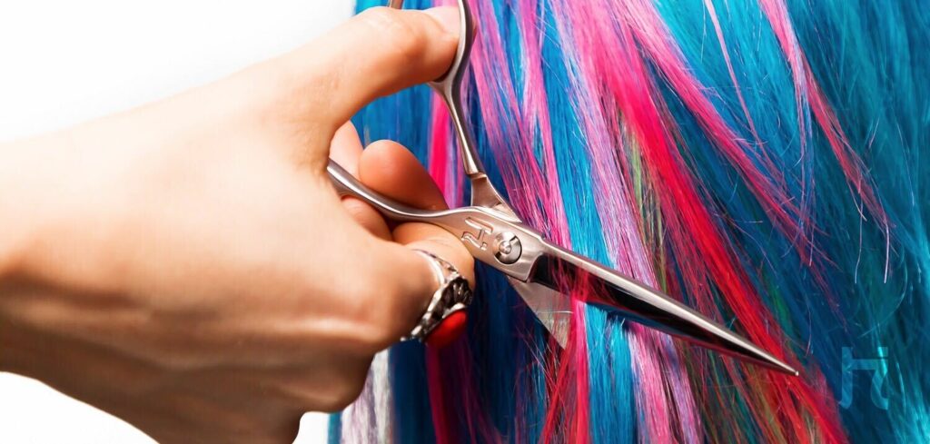 Woman cutting hair