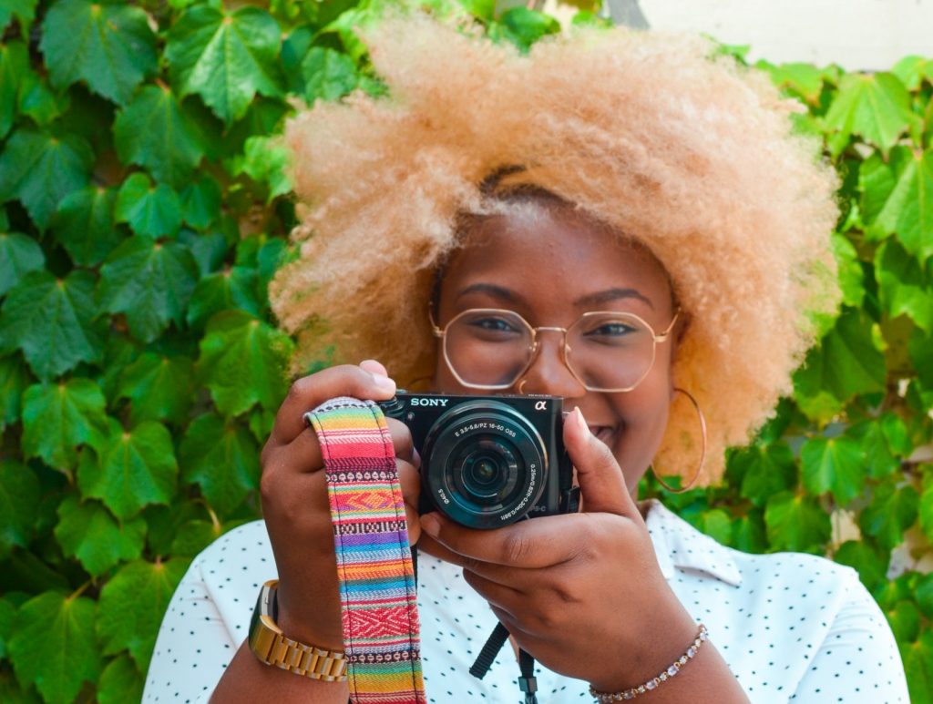 Woman clicking picture