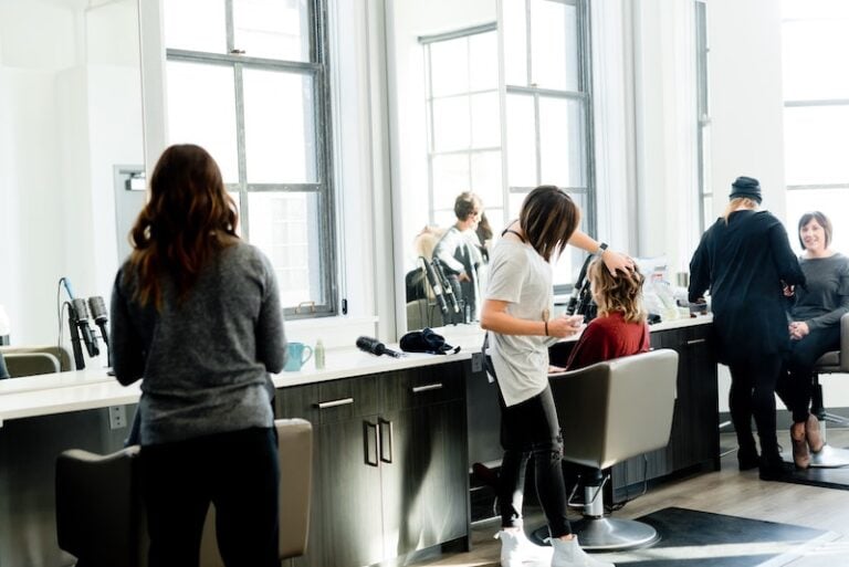Girls working in salon